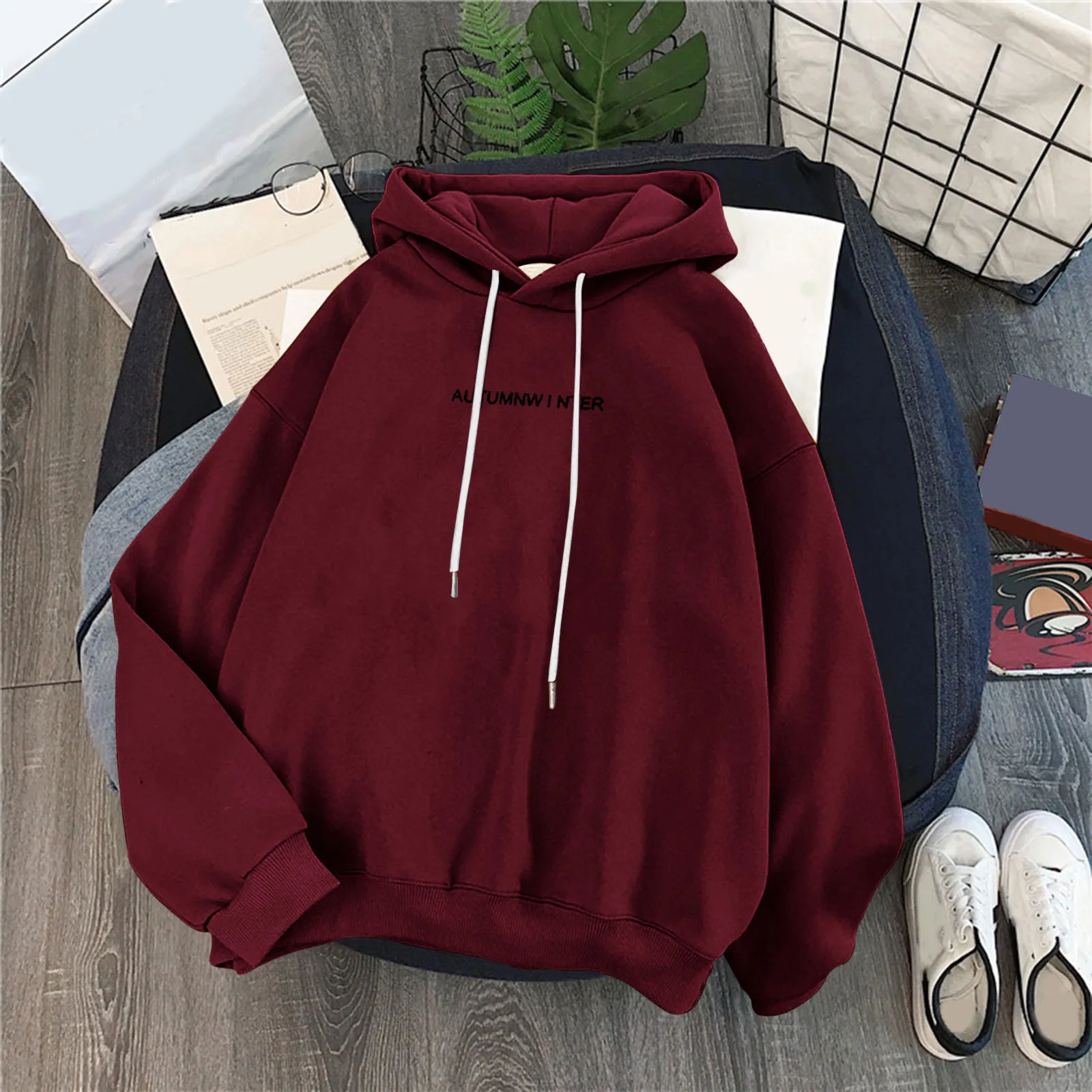 Womens hoodies harajuku sweatshirts Menő Komló húzózsinórral autumnw plasticine nter Búbos pulóverek felső Túlméretes nagyság Ráérő Legújabb divatú sudaderas