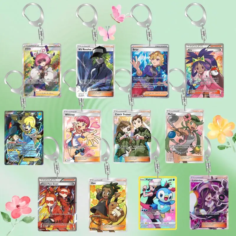 Llavero de acrílico de anime para Klara Briar, Iris Clemont, Whitney Mallow, Hau, Dawn, Lusamine, Dawn, colgante de tarjeta de acrílico, regalo