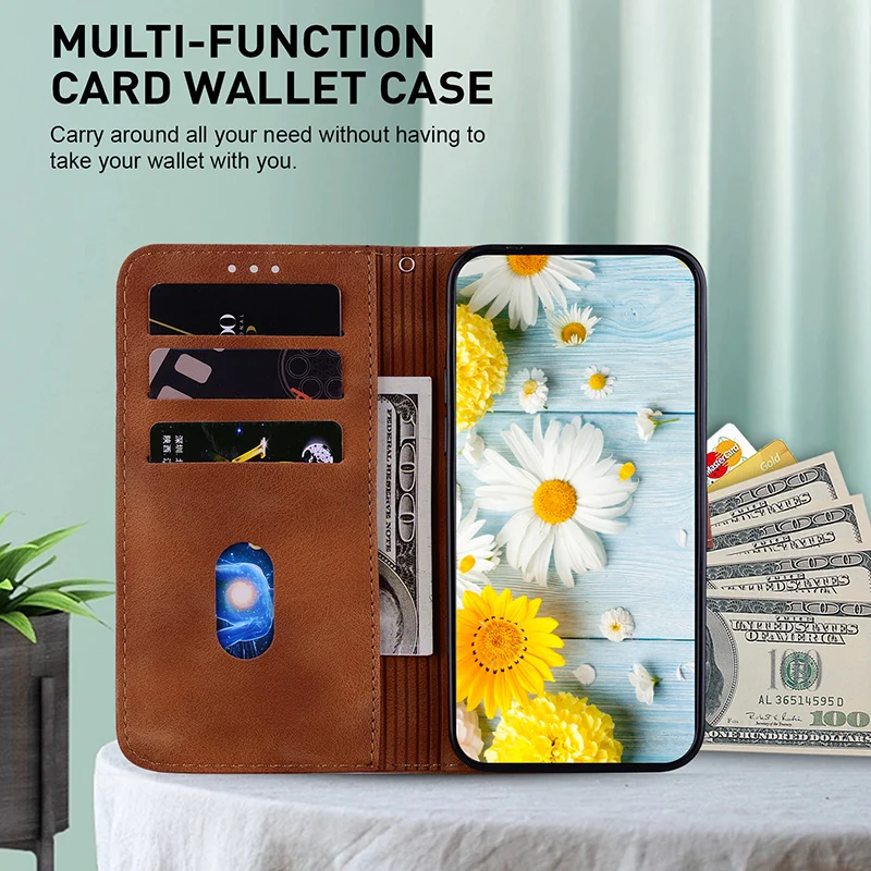Funda tipo billetera con soporte para Xiaomi Redmi Note 11T 11 11S 10 9 Pro Plus 4G 5G Note 7 7S 8 8T Lite, cubierta de cuero protectora 5