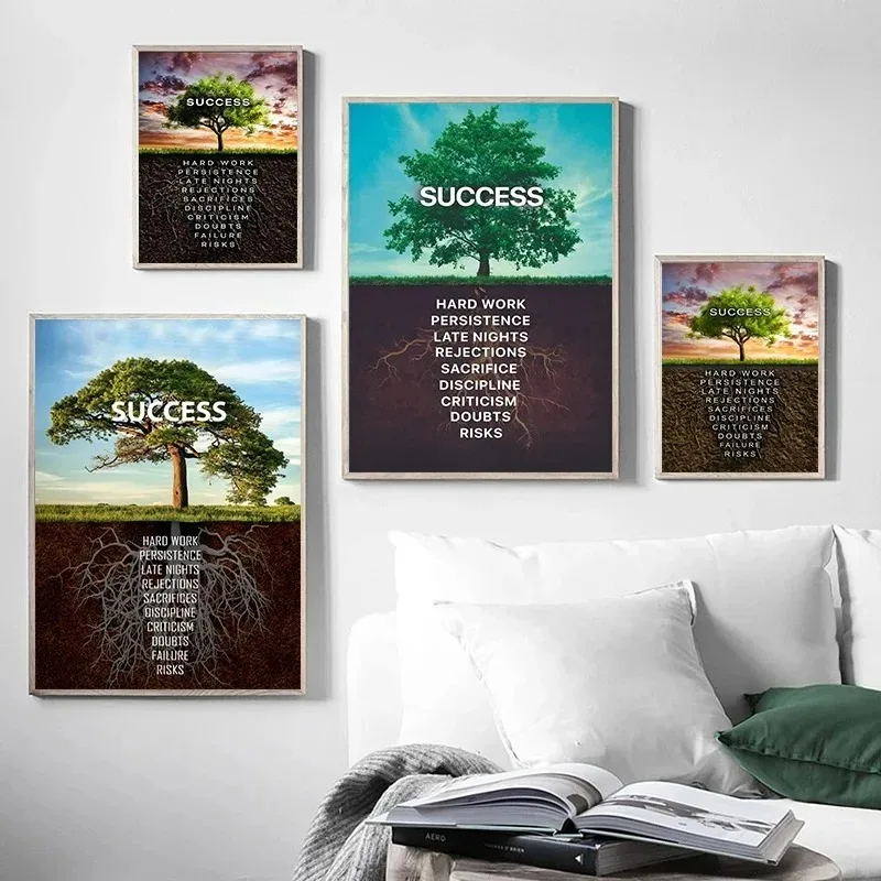 Motivational Success Quote Posters Canvas Painting Abstract Iceberg Tree Rose Wall Picture For Office Room Home Decor