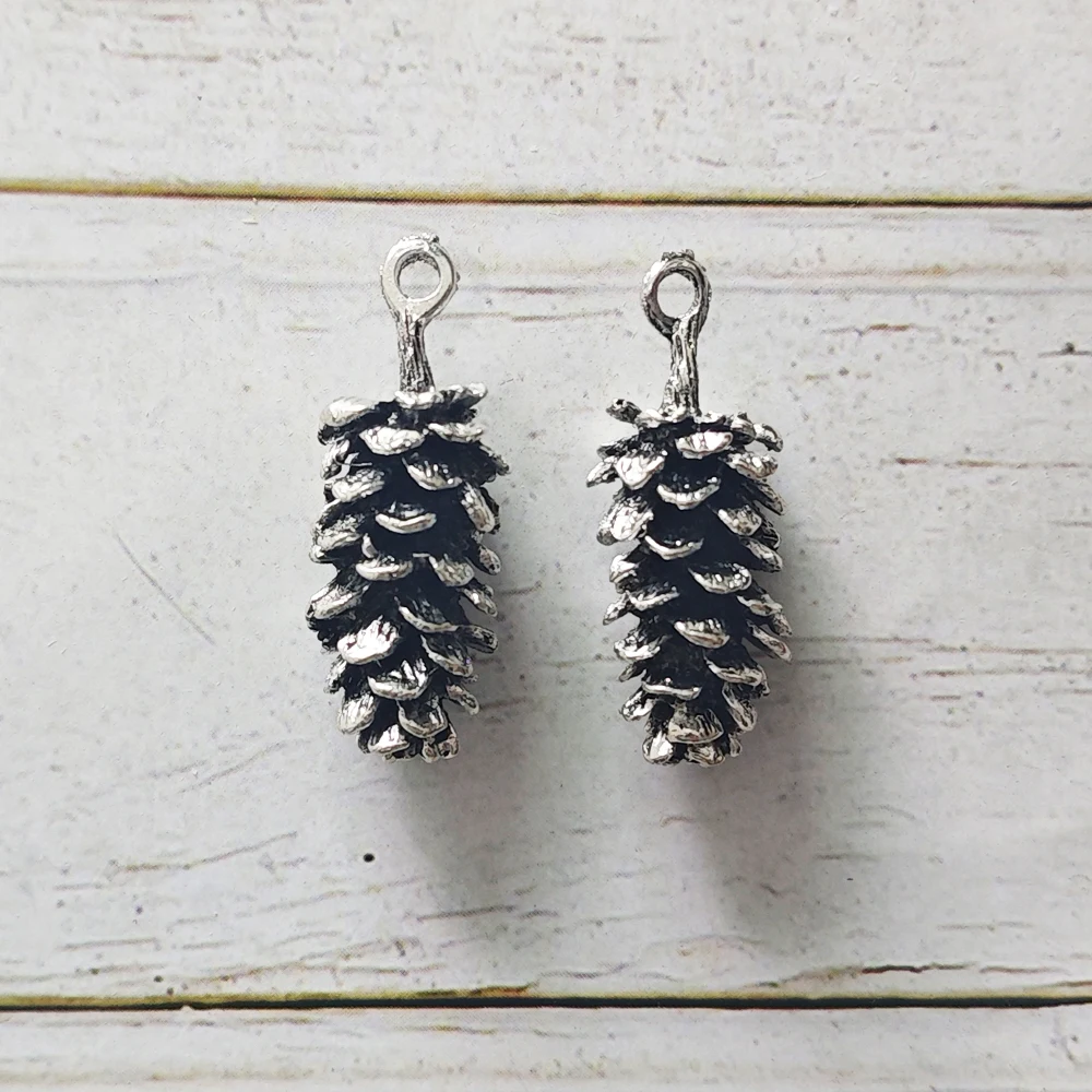 GraceAngie 5pcs Vintage Enamel Alloy Pine Cones Charms Necklace Antique Color Bracelet Pendants Diy Jewelry Findings Accessory