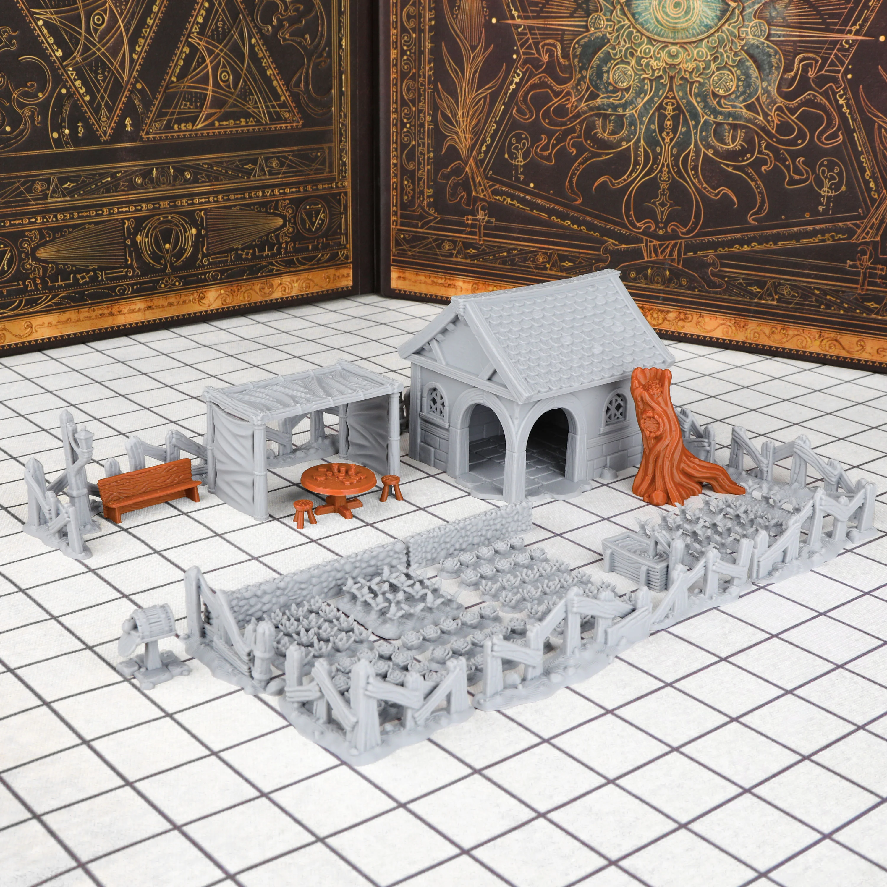 Miniature Terrain Set - Fantasy Village Yard Miniature Terrain Set,