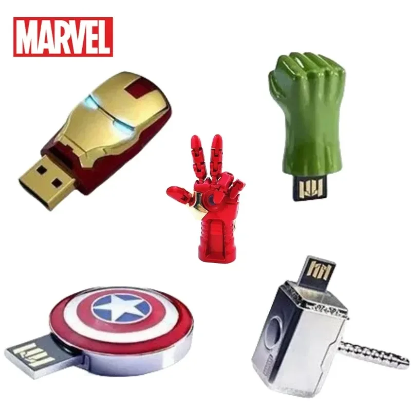 Marvel Movie Peripheral Avengers CaptainAmerica IronMan Personalized Creative High-speed Luminous USB Flash Drive Christmas Gift