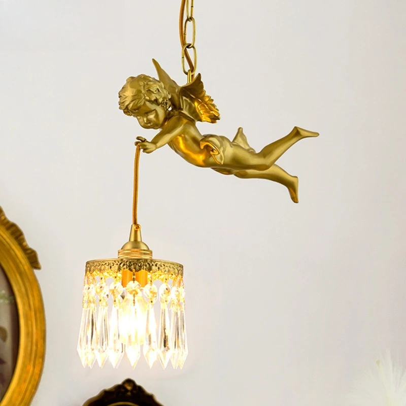 French all-copper angel, chandelier medieval romantic bedroom dining room