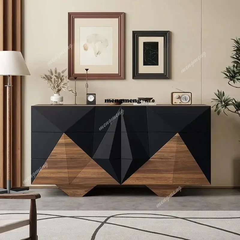 Hot sales Nordic creative home entrance cabinet Solid wood dining side cabinet Storage light luxury high-end household decoratio