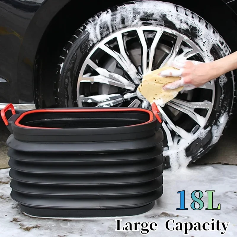 18L Car Bin Multifunctional Car Interior Use Collapsible Car Telescopic Shrinkable Bucket Car Storage Supplies Peel Paper Scraps