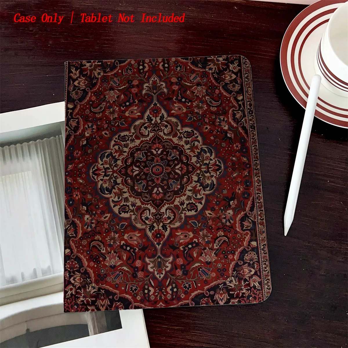 Book Style iPad Case with Pen Slot & Retro Print for Pro 12.9/11/Air 10.9/iPad 10.2/Mini 6, Shockproof Wear-Resistant