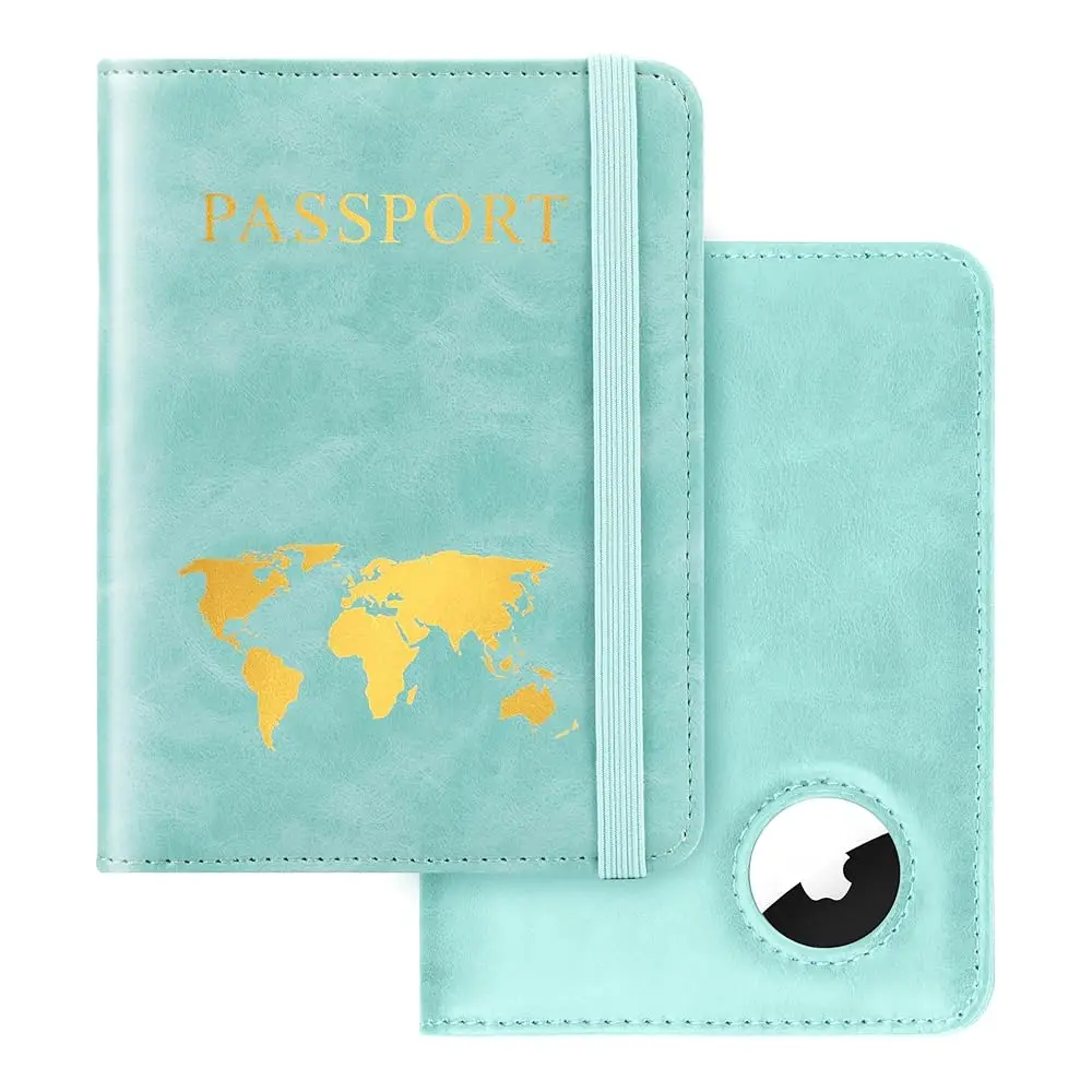 

Passport Holder for Travel Women Men - Passport Cover Wallet with Airtag Slot - RFID Blocking PU Leather Passport Holder Case