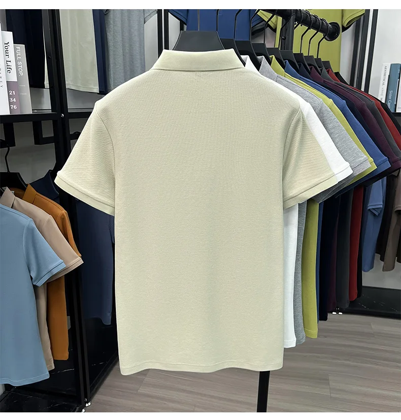 High-End 100% Baumwolle Kurzarm Polo Shirt Sommer Mode Luxus Marke Pony Stickerei T-Shirt Business Freizeit Golf Herrenkleidung – Detail 6