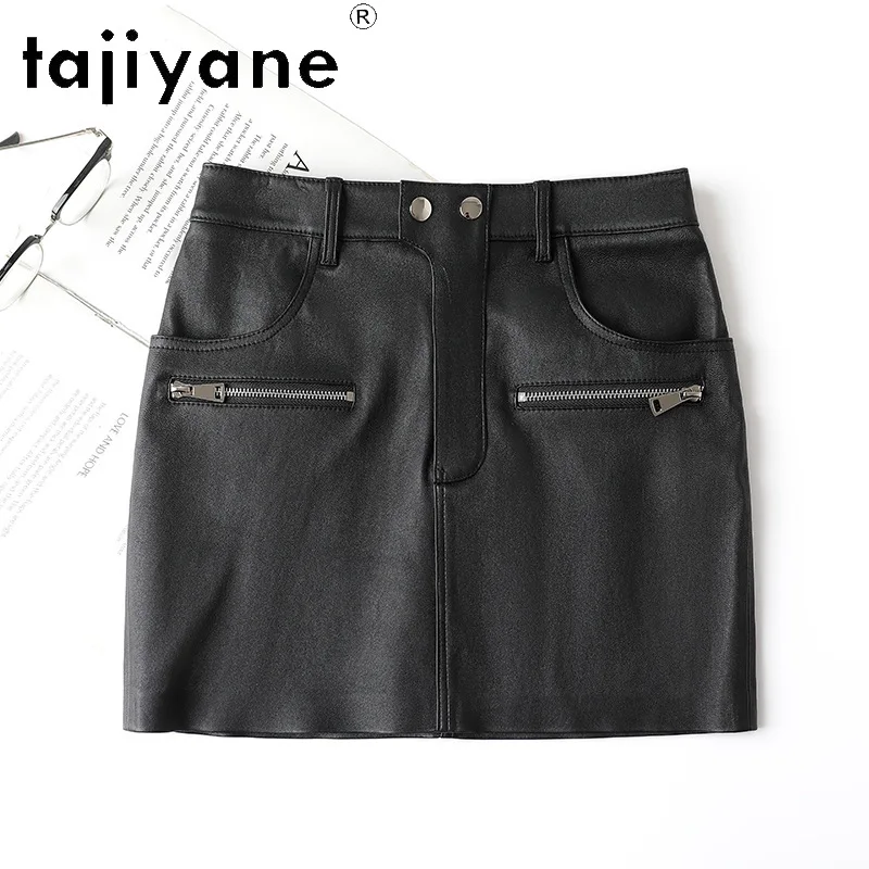 TAJIYANE Stretch Sheepskin Black Mini Skirt Genuine Leather Skirt Women's Skirts Bodycon Skirt Sexy High Waist Skirts 2026 Woman