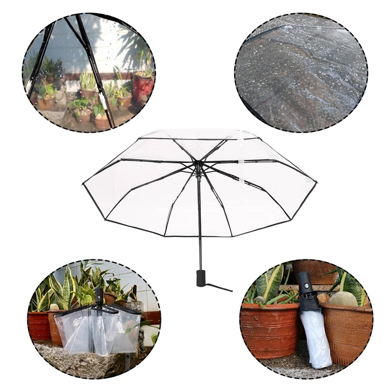 Promotion! Transparent Umbrella Automatic Umbrella Rain Women Men Sun Rain Auto Umbrella Compact Folding Windproof Style Clear U