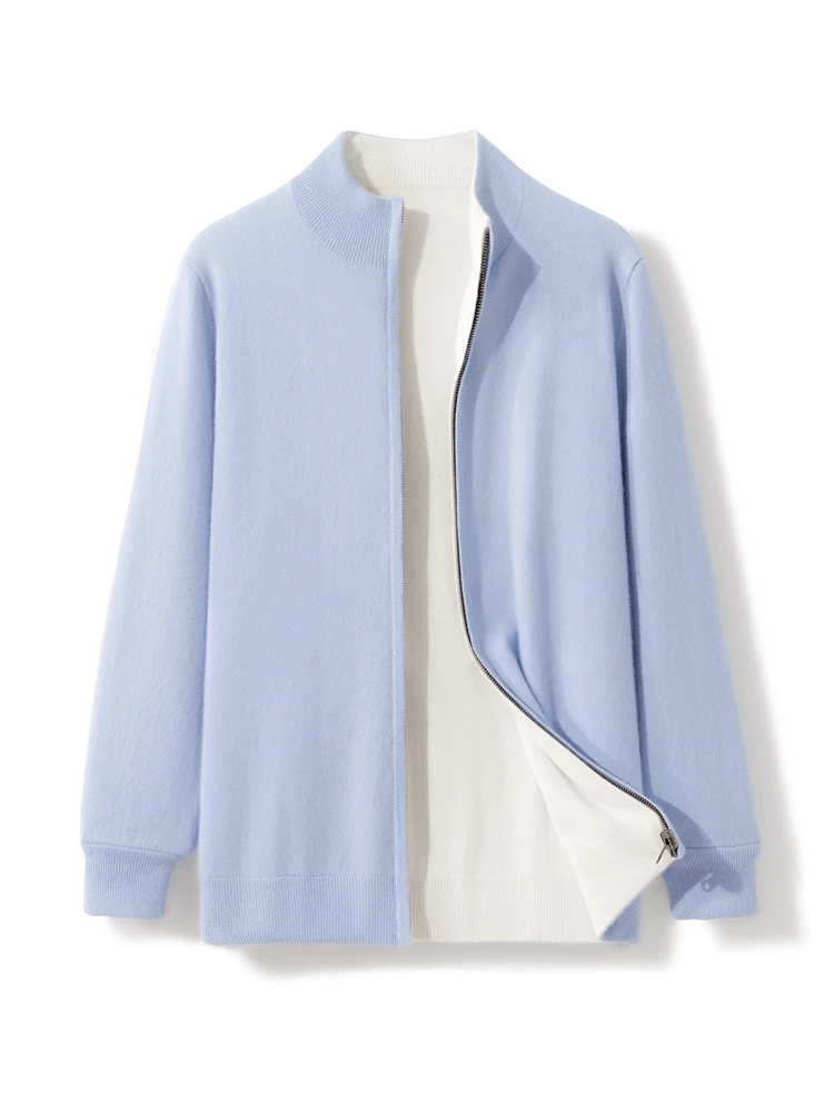 

Smart Casual Autumn Winter Man Sweater 100% Merino Wool Knitted Cardigan Long Sleeve Clothing Tops Men Double-Sided Outerwear