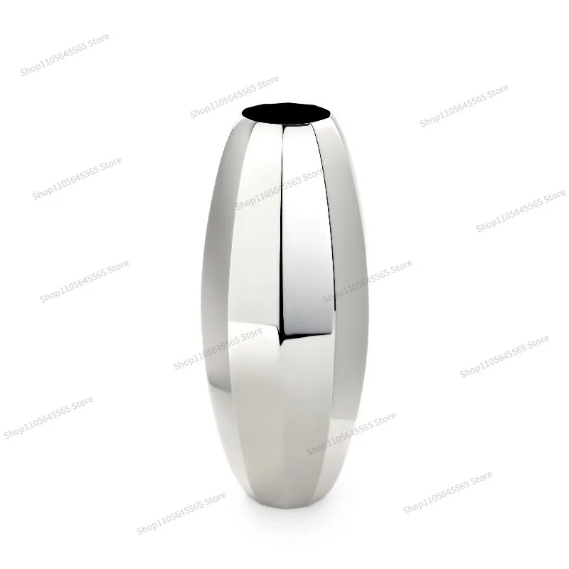 For Minimalist Vase Decoration, Living Room Flower Arrangement, Silver Geometric Decoration