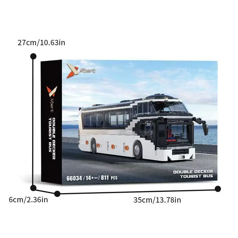 

811PCS building block toys double-layer tourist bus desktop decoration, home assembly game, holiday gift (with box)