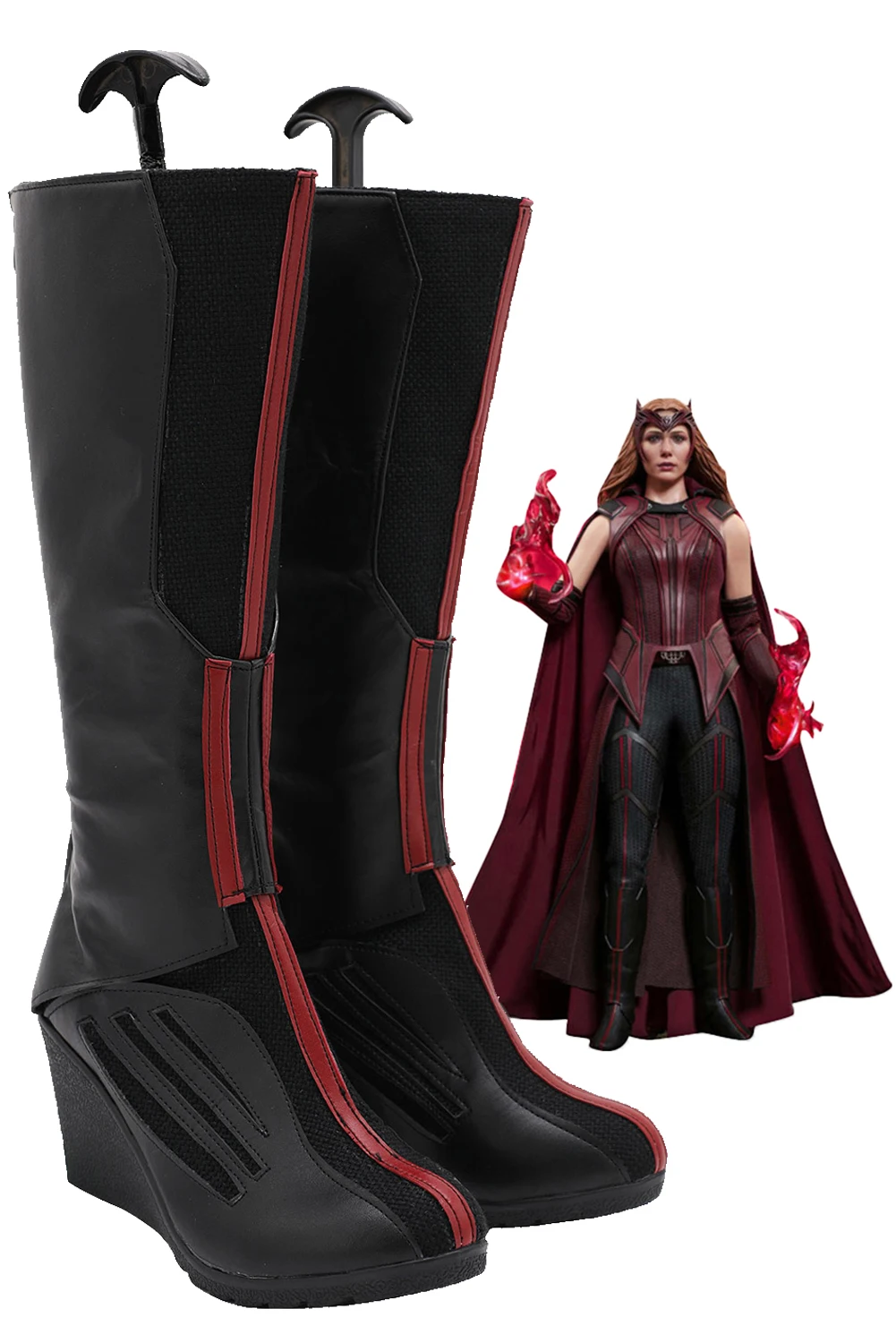 Scarlet Witch Wanda Cosplay Shoes Boots Costume Accessories Halloween For Halloween Party Role Play Need Be Customized Red Strip