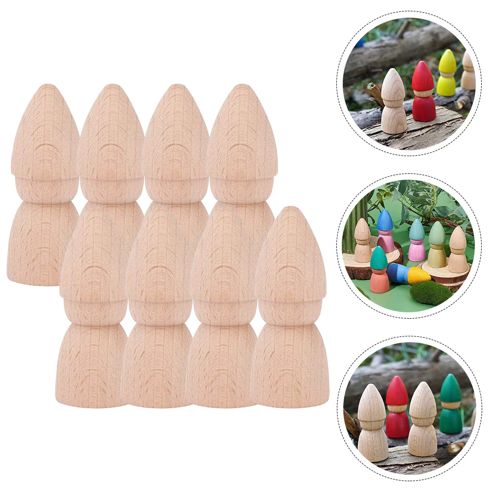 

8 Pcs Wooden Puppet Peg Dolls Decor DIY Painting Kids Supplies Blank Graffiti Unpainted