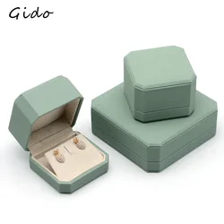 Light Green Engagement Earring Ring Box Organizer for Valentine Day Gift Wedding Ring Showcase Jewelry Packaging Wholesale