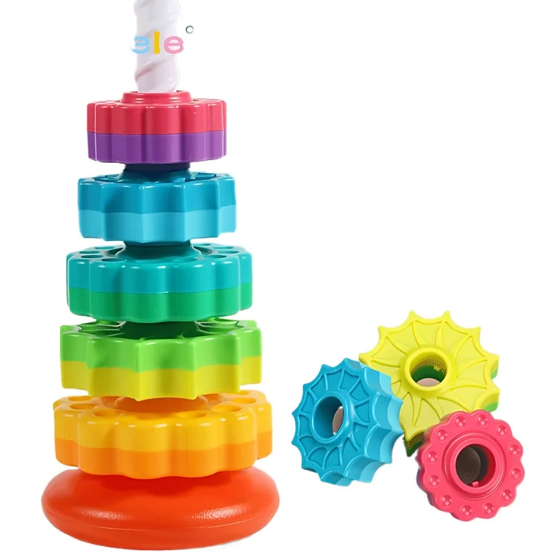 

Rotated Rainbow Spinning Stacking Toys Baby Early Education Puzzle Development Intelligence Ring Toy For Kids Boys Wheel For Kid