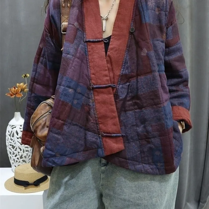 2025 nuove giacche moda autunno inverno per donna stile cinese retrò semplice confortevole design casual allentato Parka versatile