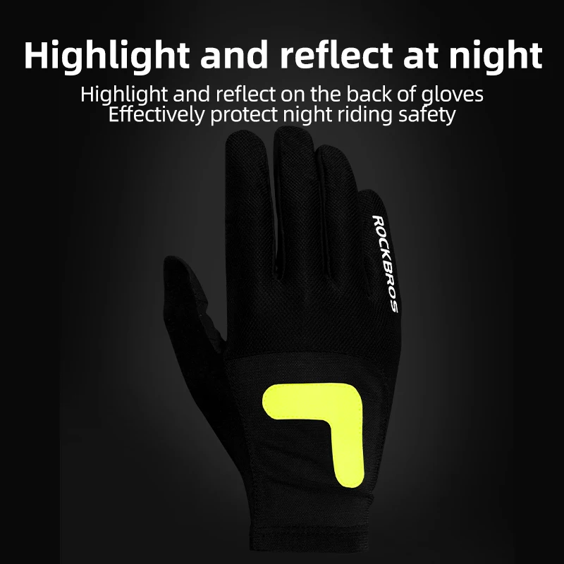 ROCKBROS Cycling Long Finger Gloves Screen Touch Bicycle Gloves Breathable Full Finger MTB Road Motorcycle Gloves Bike Equipment