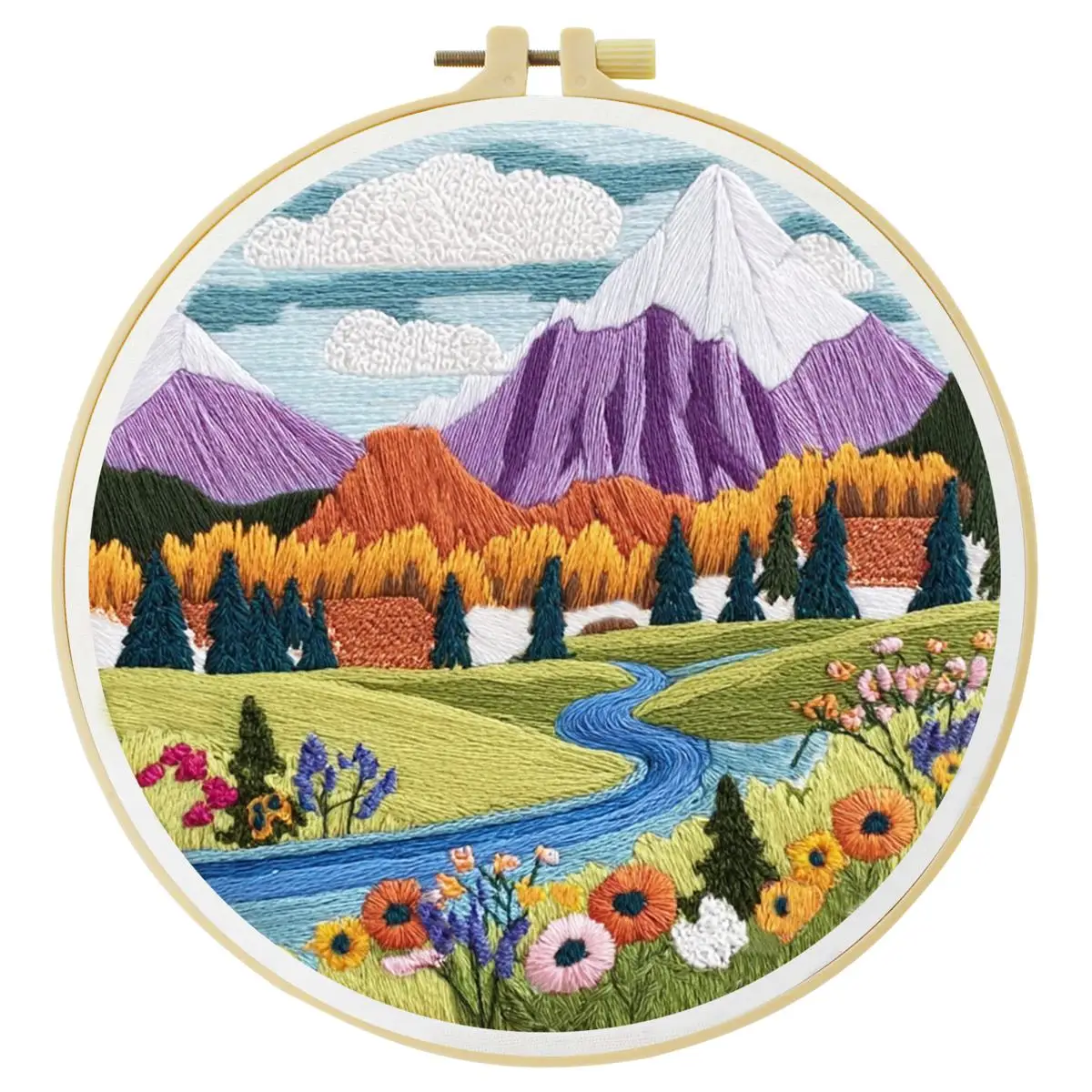 1 Stück 20X20CM/15X15CM 7,87/6,3 Zoll Frühlings-Stickerei-Starter-Kit DIY-Kit DIY-Stickerei-Set für Anfänger – Detail 3