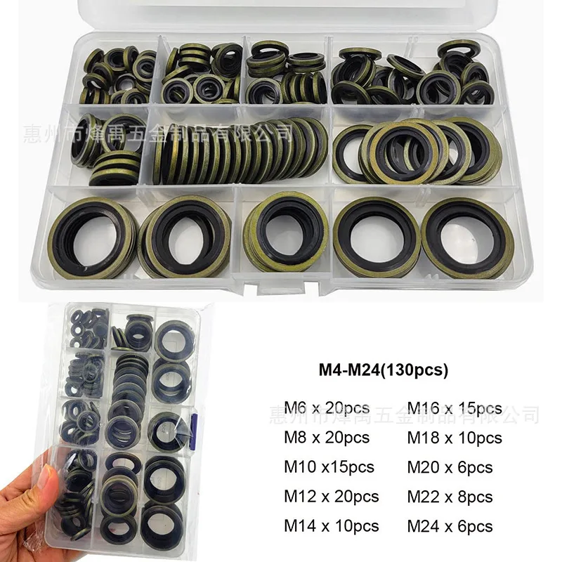 

Cross-Border Wholesale 130PCS Boxed M6-M24 O-Ring Sealing Ring NBR Nitrile Rubber Ring Combination Sealing Gasket