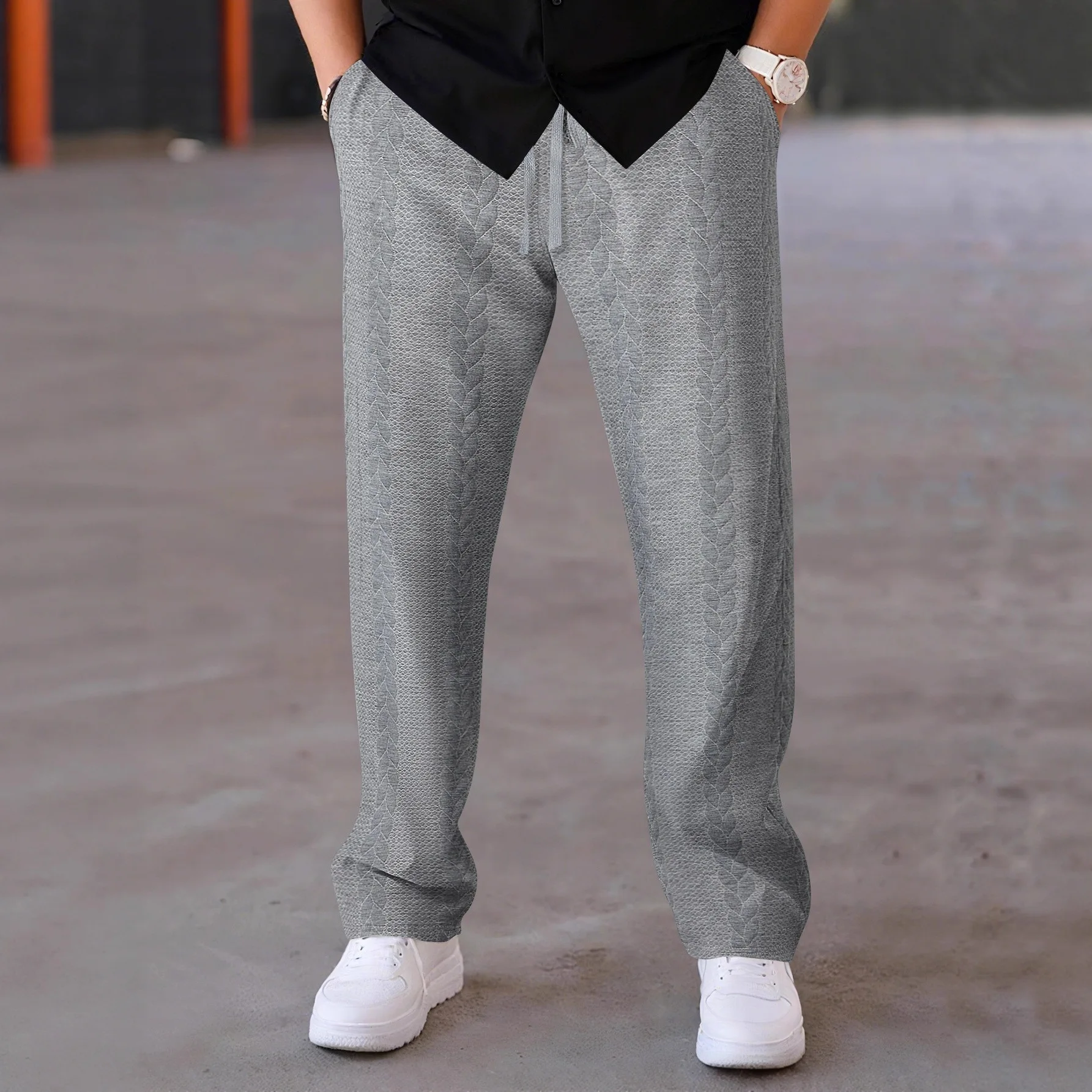 2025 New Style Men's Autumn Straight-Fitting Loose Jogging Pants Fashionable Street-Specific Comfortable Drawstring Casual Pants