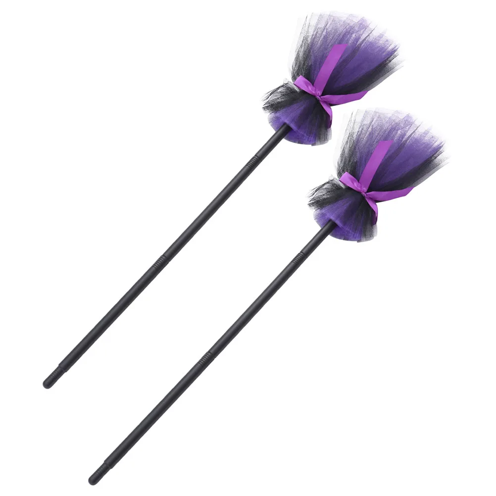 

2Pcs Witch Purple Halloween Decor Kids Party Costume Makeup Props Besom Home nament Halloween Brooms Broom Cosplay