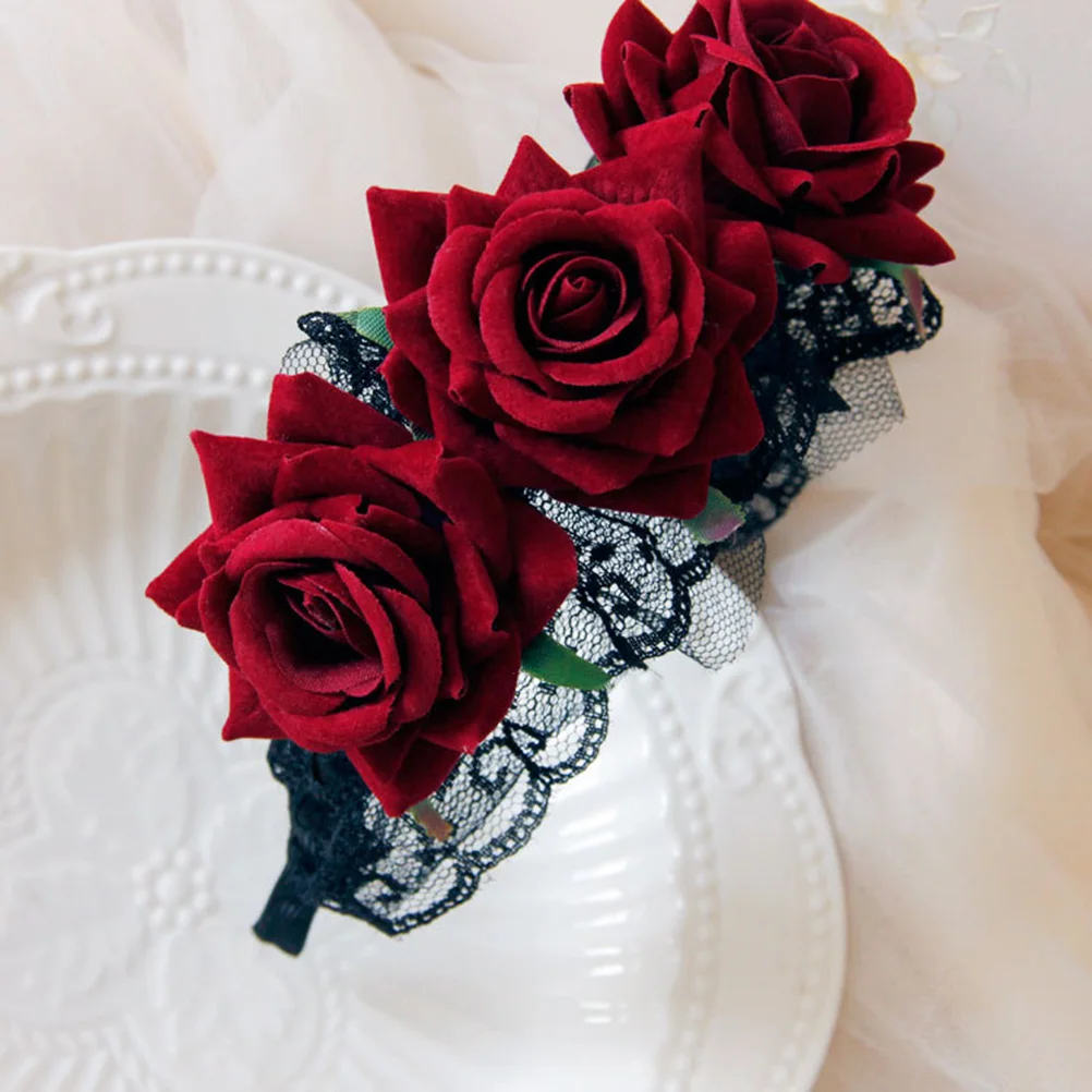 

Обруч для волос с красной розой, элегантная легкая повязка на голову с цветком для вечеринки, карнавала, церемонии, спортивного мероприятия, повязка для волос с розой для взрослых и детей