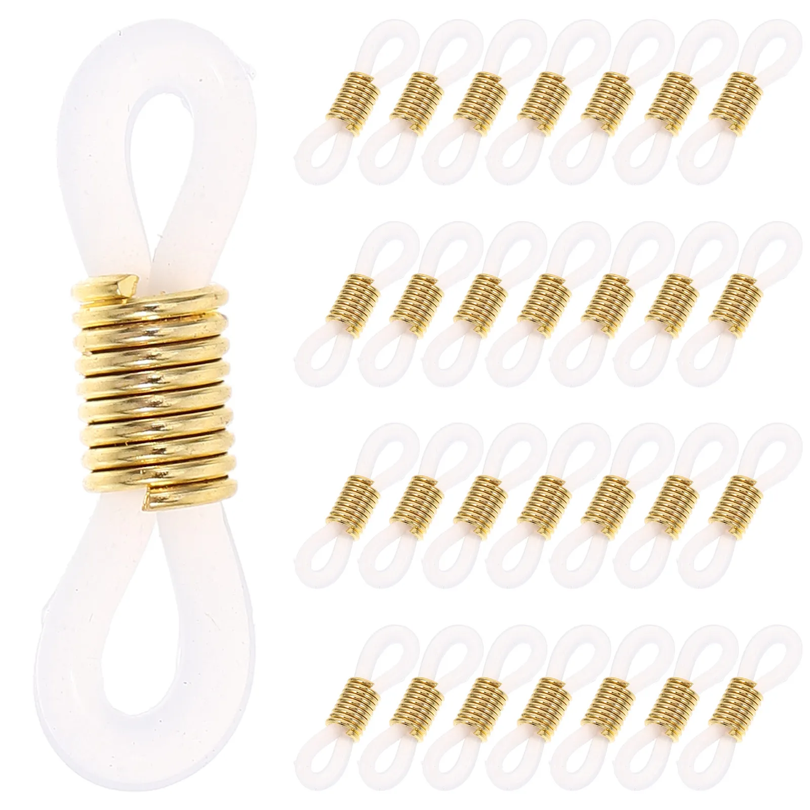 

100Pcs Silicone Iron Eyeglass Chain Ends Anti Slip Connectors Glasses Chain Holder Secure Eyewear Accessories Eyeglass Parts