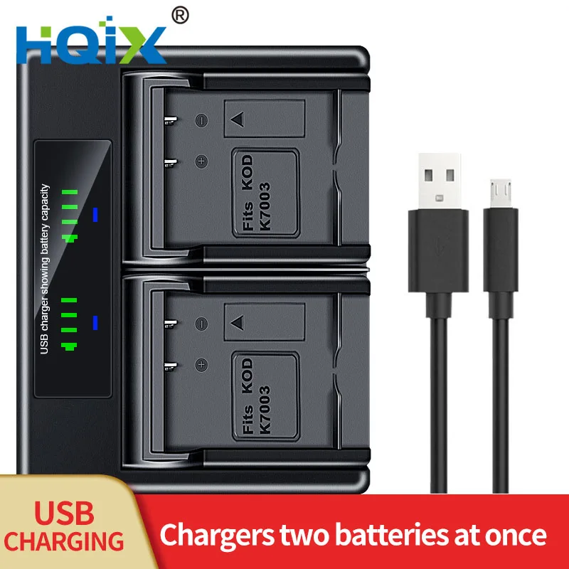 

HQIX for Kodak EASYSHARE V1003 V803 GE E1240 E1050TW E1030 E850 GB-40 Camera KLIC-7003 Dual Charger Battery