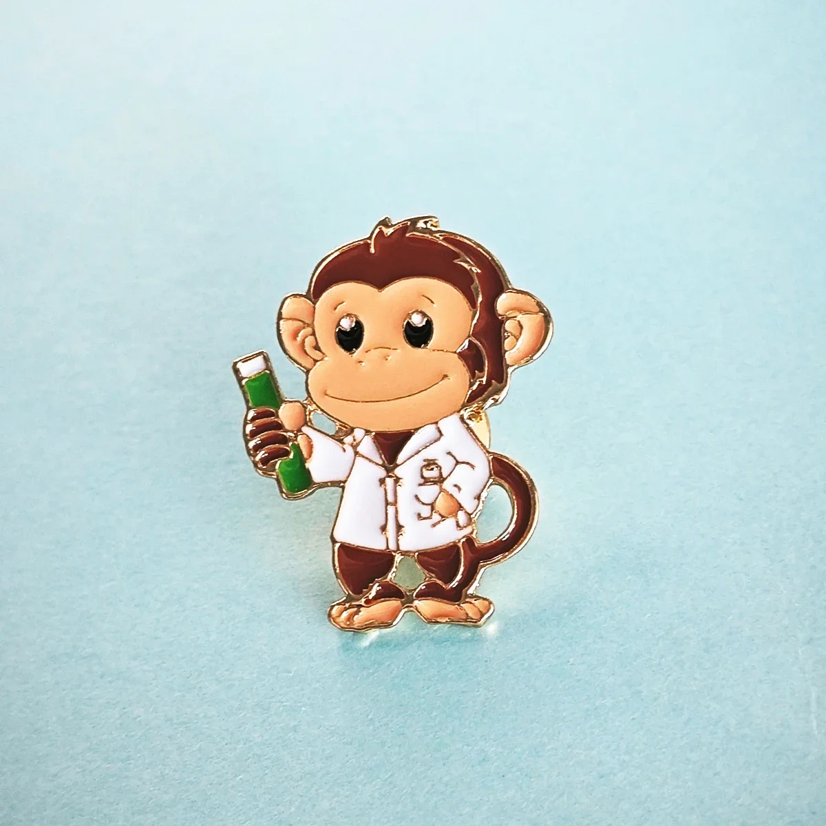 Chemistry Biology Lab Monkey Brooch Pin Cute Science Lapel Lanyard Bag Badge Jewelry Gifts for Scientist Student Teacher