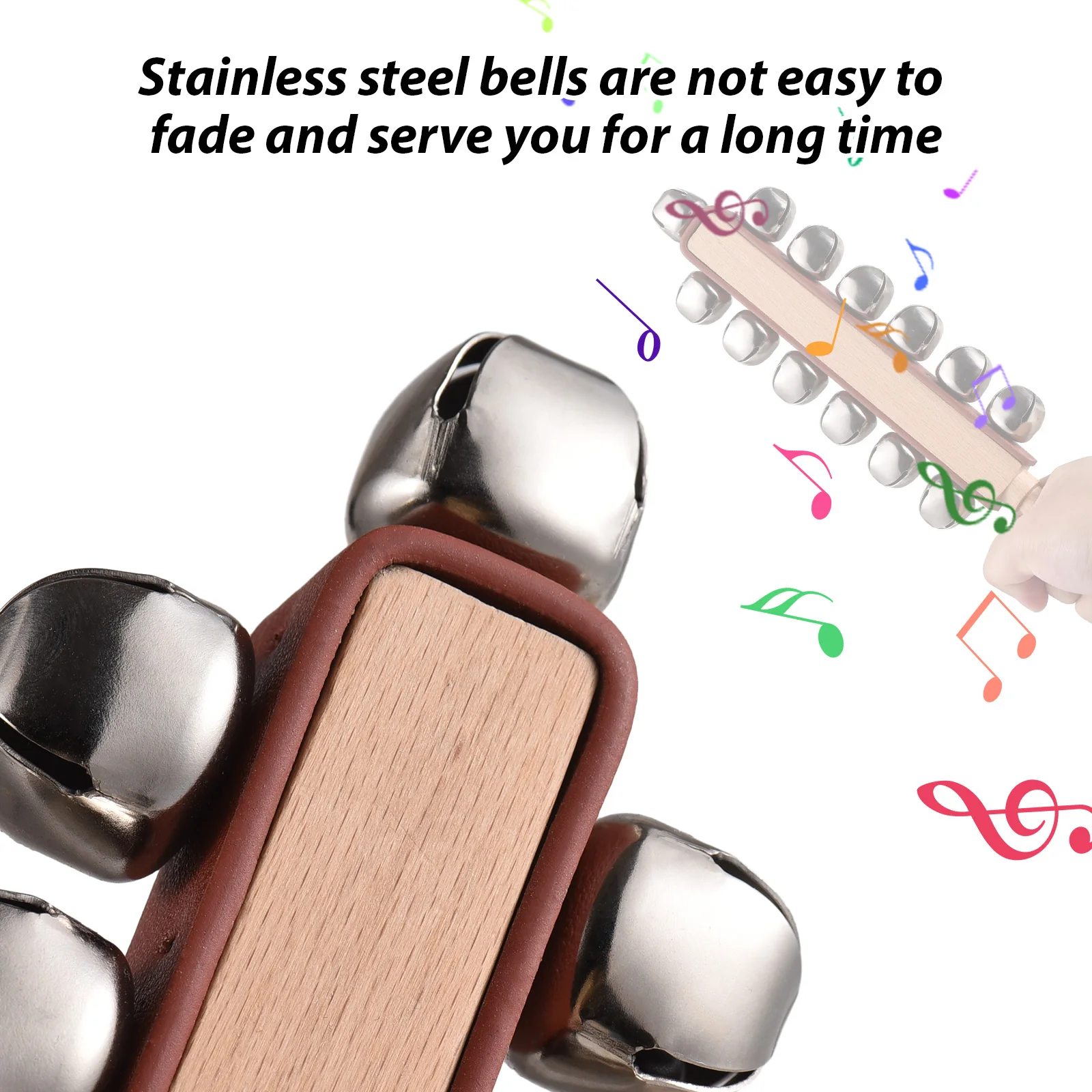 أجراس جلجل يدوية أجراس مزلقة يدوية شاكر خشبي أجراس جلجل عصا أداة قرع موسيقية أجراس لهدايا حفلات عيد الميلاد