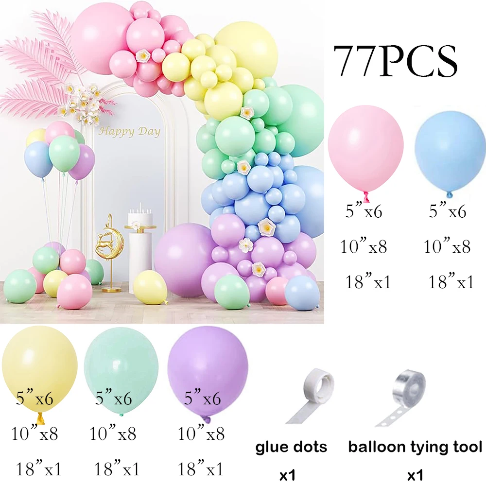 Macaron Pink Blue Balloons Garland Pastel Yellow Green Purple Balloons Girl Birthday Party Baby Shower Wedding Decoration Globos