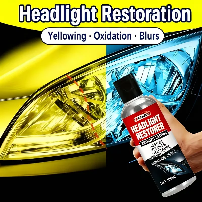 Car Headlight Restoration Product Eliminates Yellowing, Oxidation, And Haze; Polishing And Abrasive Action Significantly Enhance