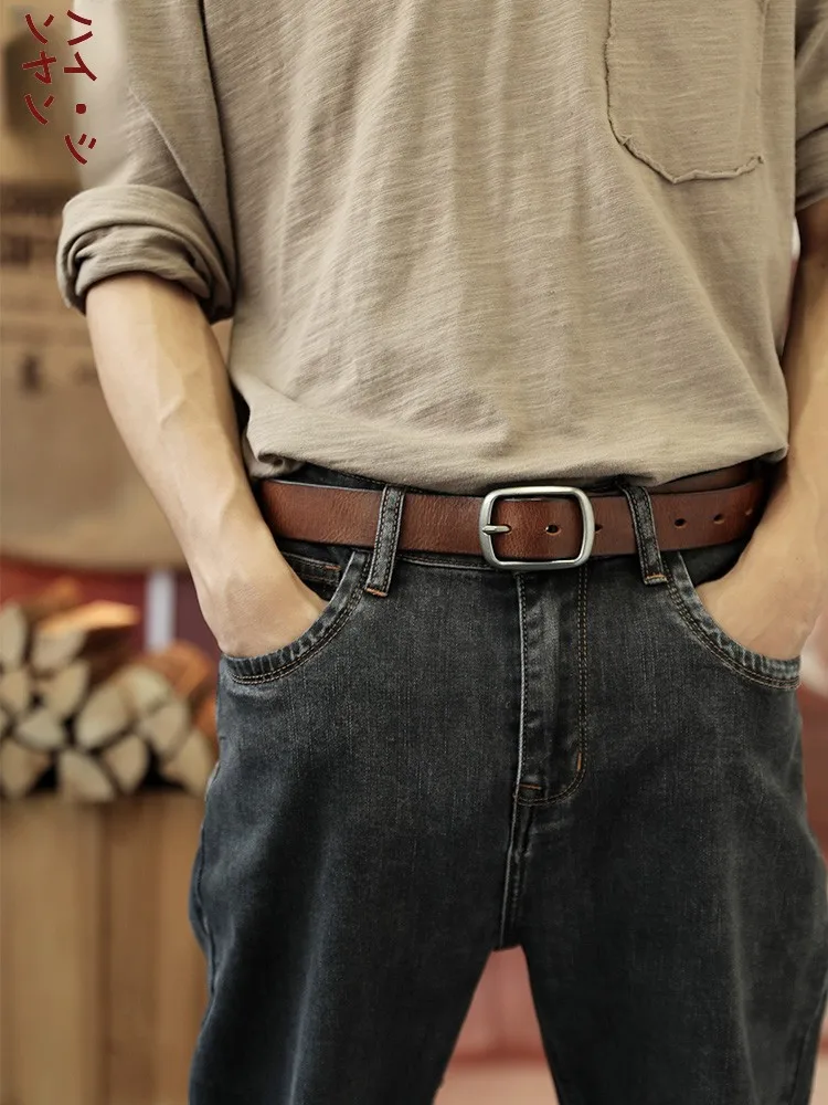 handmade-men's-belt-vintage-handcrafted-top-layer-pure-cowhide-buckle-waist-belt-for-jeans-stylish-trendy-youth-leather-belt