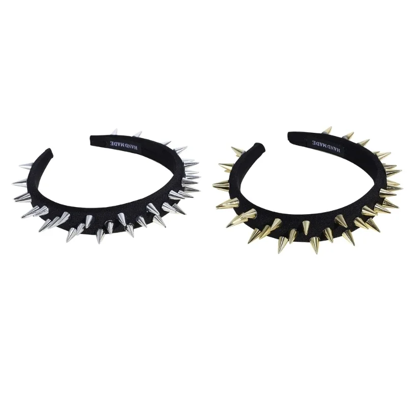

Metal Rivet Design Headbands Fashion Cool Girl Hairband Comfort to Makeup Shower Punk Hairband for Teenagers Girls Wholesale