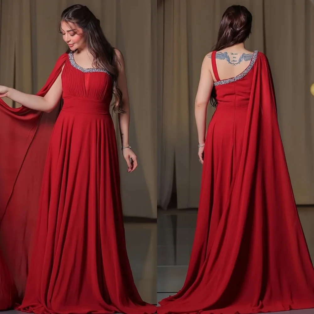 

Customized Modern Style Elegant Chiffon Rhinestone Ruched A-line Off-the-shoulder Long Dresses Bespoke Occasion Dresses Classic