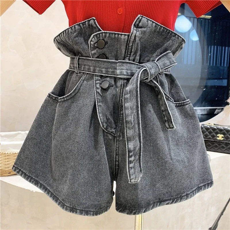 Shorts Women Leisure Young Students Summer Denim High Waist Loose Korean Style All-match Simple Fashion Chic Streetwear Lovely