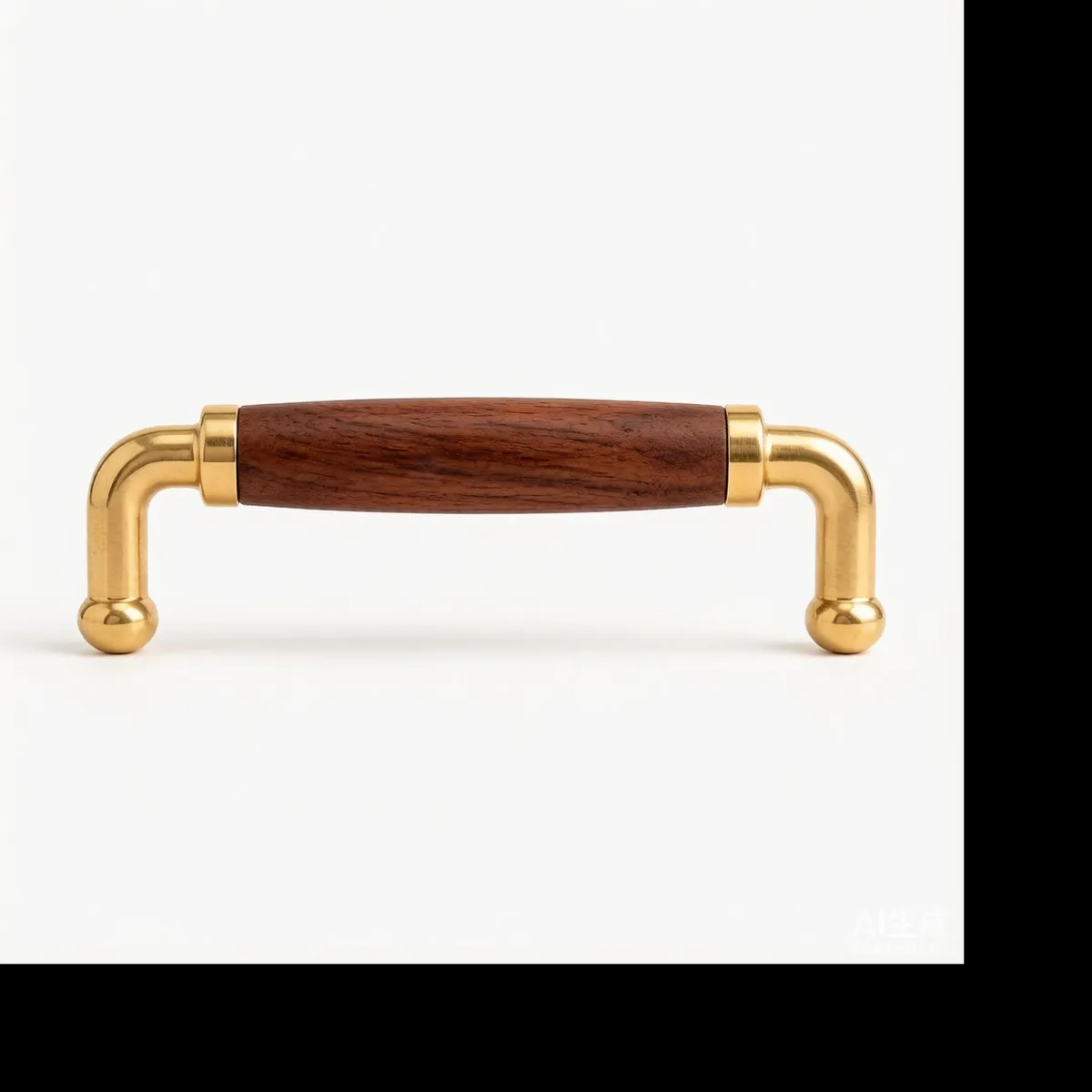 Walnut Wood and Solid Brass Cabinet Handles Drawer Pulls Kitchen Cupboard Wardrobe Door Hardware with Screws