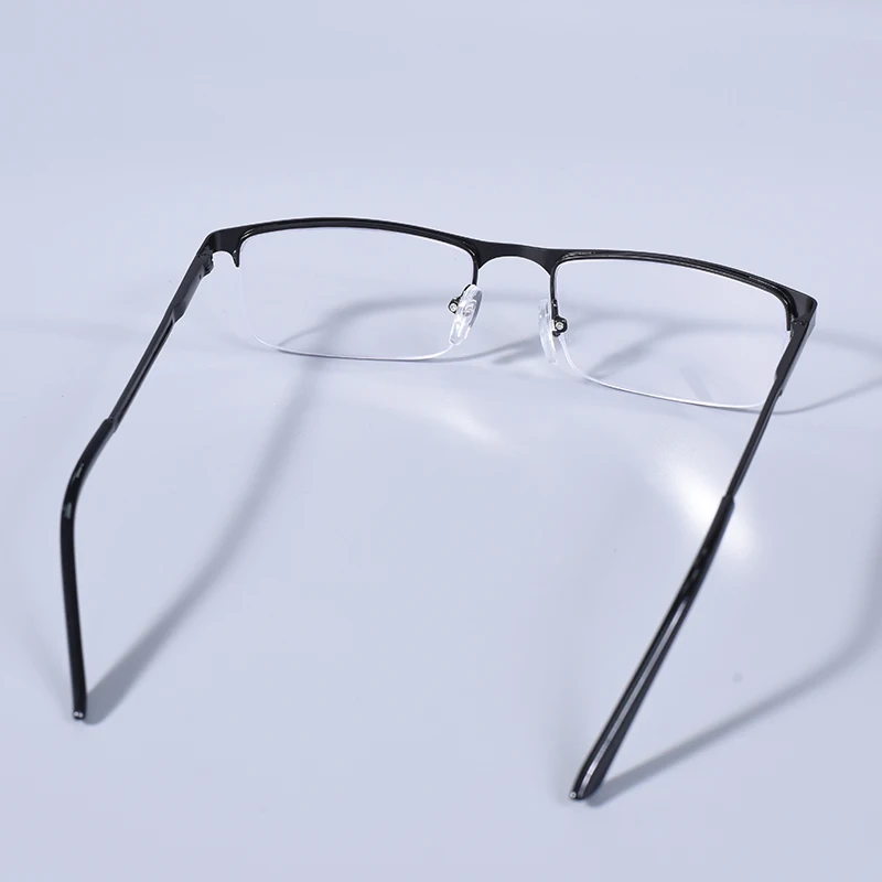 2025 männer Blau Licht Blockieren Lesebrille Metall Halb Rahmen Brillen Mit Frühling Scharnier Computer Reader + 125 + 175 – Detail 6