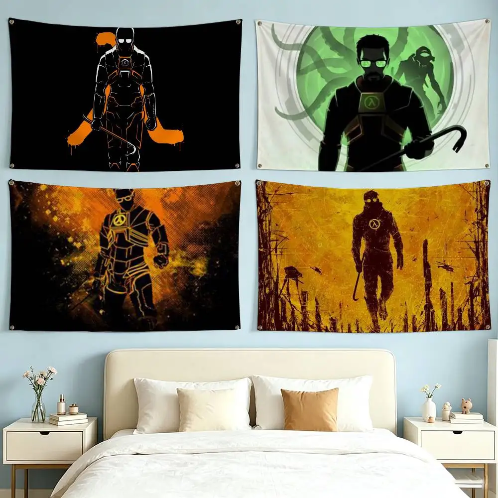 H-Half Life-e 2 Classic Vintage  Flags for Bedrooms Home Decor Items Outdoor Decors Garage Decoration Flaga