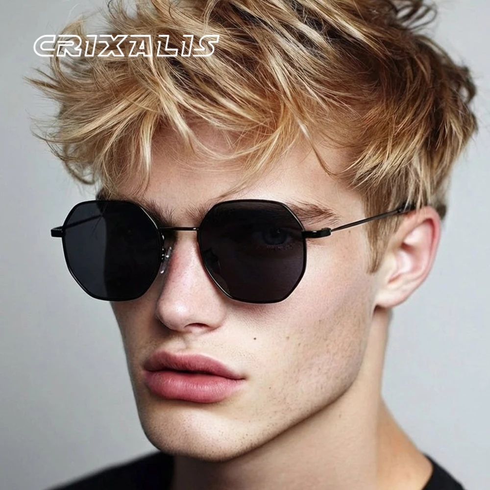 CRIXALIS Retro Runde Mode Sonnenbrillen Für Männer Schwarz Rahmen Reisen Urlaub Angeln Neutral Gläser Anti-reflektierende UV400