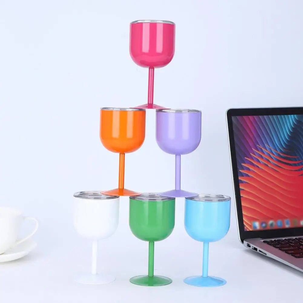 Stainless Steel Cocktail Glass 4 Oz Stainless Steel Thermal Goblet with Straw Lid Compact Multi-purpose Wine Cup for Cocktails