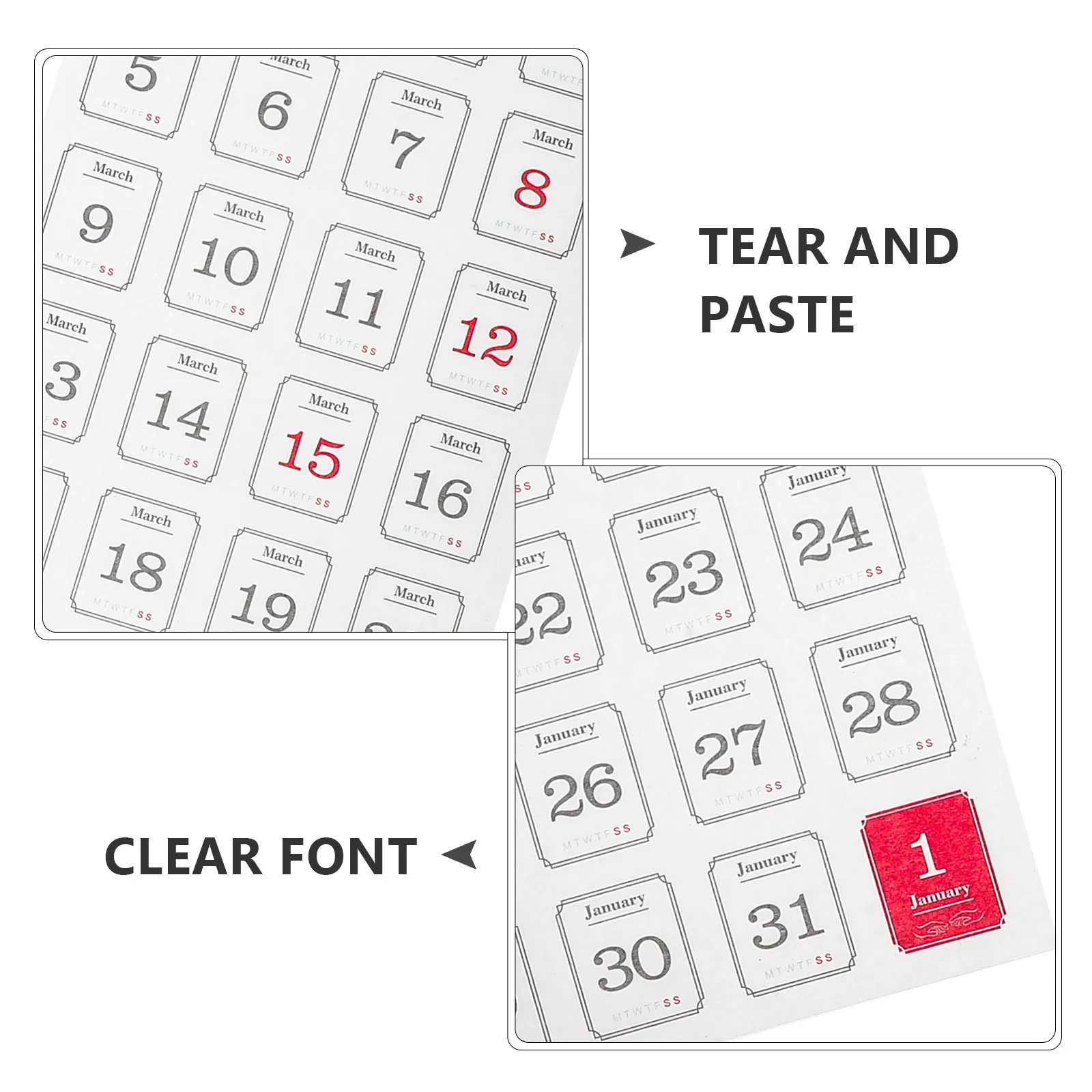 

12 листов наклеек-календарей на месяц, самоклеящиеся разделители для планировщика, портативные этикетки с датами для студентов и работников, для отслеживания ежедневного расписания