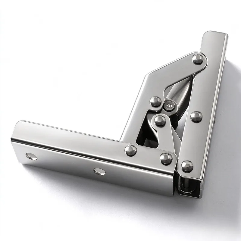 4Pcs/6Pcs/8Pcs Hidden Wall-Mounted Folding Hinges, Sleek Polished Metal Finish, Concealed Frame Surface Installation, Spring-Loaded Soft-Close Damping Hinges, Space-Saving Flip Table Support Bracket, Cabinet Door Vanity Rv DIY Furniture Modification Hardware