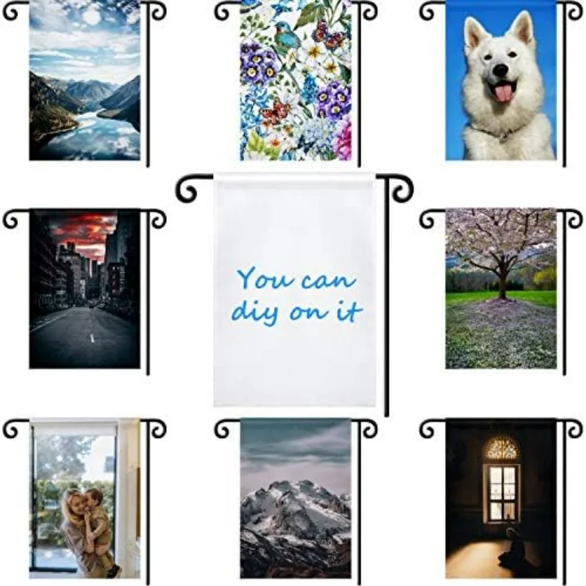 White Sublimation Garden Flags 12PCS 12x18in Blank Polyester DIY Banners for Lawn Yard Outdoor Decor