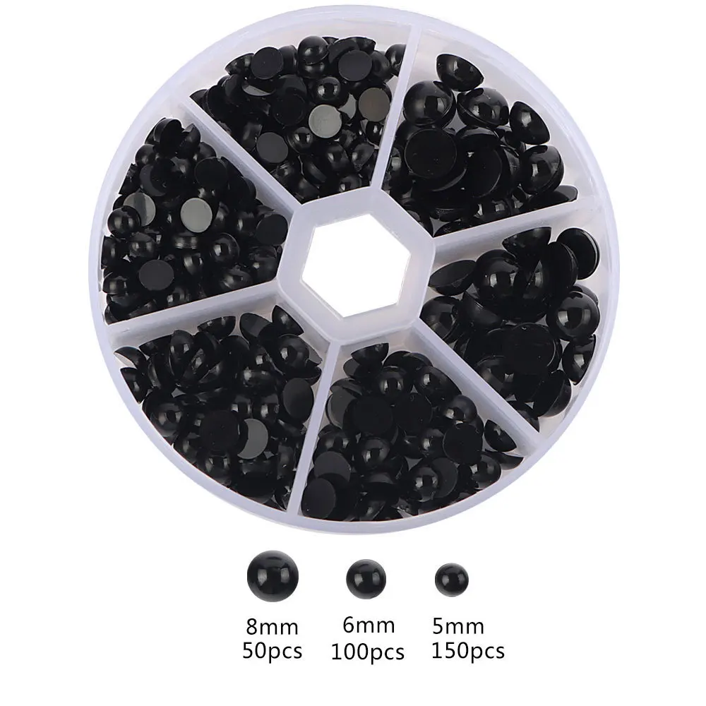 Multi-Size  Black Plastic Flatback Half Round Bead For Kid Toy\'s Eye DIY Gamrnet Decoration  K1011