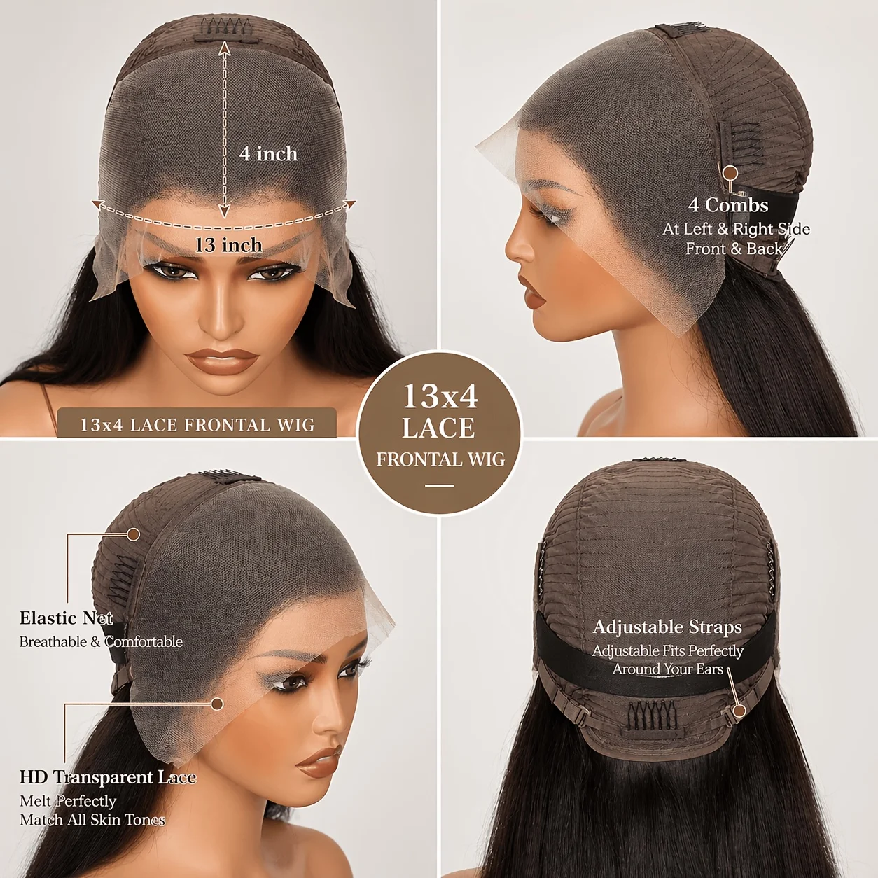 Smilegirl Bone Straight Short Bob Wig  13x4 HD Transparent Lace Front Human Hair Wigs 200% Density For Black Women Pre Plucked Realistic Scalp image 8