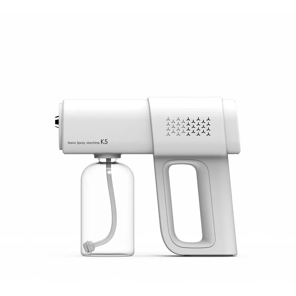 Pistolet pulvérisateur électrique à lumière bleue nano de 380 ml, modèle K5, pistolet de désinfection sans fil à atomisation, appareil de désinfection à atomisation avec port de type C.